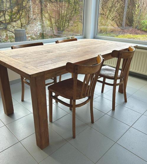 massief houten eettafel, Huis en Inrichting, Tafels | Eettafels, Gebruikt, 50 tot 100 cm, 150 tot 200 cm, Vijf personen of meer