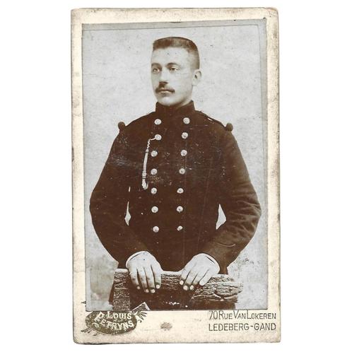 CDV Belgisch soldaat - Ledeberg-Gent, Verzamelen, Militaria | Algemeen, Landmacht, Foto of Poster, Ophalen of Verzenden