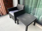 Tuinmeubilair (tafel en fauteuil), Tuin en Terras, Ophalen, Kunststof, Gebruikt, Bijzettafel