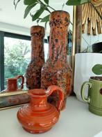 Vintage oranje vaasjes 2stuks fat lava en keramiek, Huis en Inrichting, Woonaccessoires | Vazen, Ophalen of Verzenden, Zo goed als nieuw