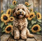 Diamond Painting hond zonnebloemen 40x30cm, Verzenden, Nieuw, Knutselwerk
