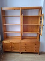 Houten boekenkast met 4 elementen + vitrinekast, Huis en Inrichting, Ophalen, Gebruikt, 200 cm of meer, 25 tot 50 cm