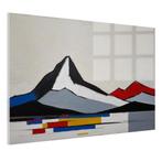 Paysage de montagne minimaliste Peinture sur verre 105x70cm, Envoi, Neuf