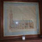 tekening kathedraal Ieper 1922, Antiek en Kunst, Curiosa en Brocante, Ophalen