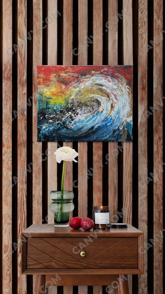 Kleurrijk abstract schilderij Mk Art, Antiek en Kunst, Kunst | Schilderijen | Abstract, Ophalen of Verzenden