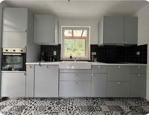 Cuisine équipée gris clair (largeur:3,47m, hauteur: 2,93m), Huis en Inrichting, Keuken | Complete keukens, Zo goed als nieuw, Grijs