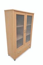 Vitrine moderne en chêne clair avec verre dépoli - 125x82x33, Maison & Meubles, Armoires | Vitrines, Avec tiroir(s), 25 à 50 cm