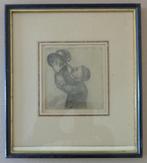 JAKOB SMITS / MAN MET WATERKETEL / ZW-W ETS / 23x20cm KADER, Ophalen of Verzenden