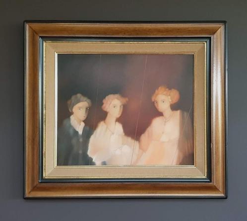 "Trois personnages", huile sur toile signée Luc Gendron, Antiquités & Art, Art | Peinture | Moderne, Enlèvement