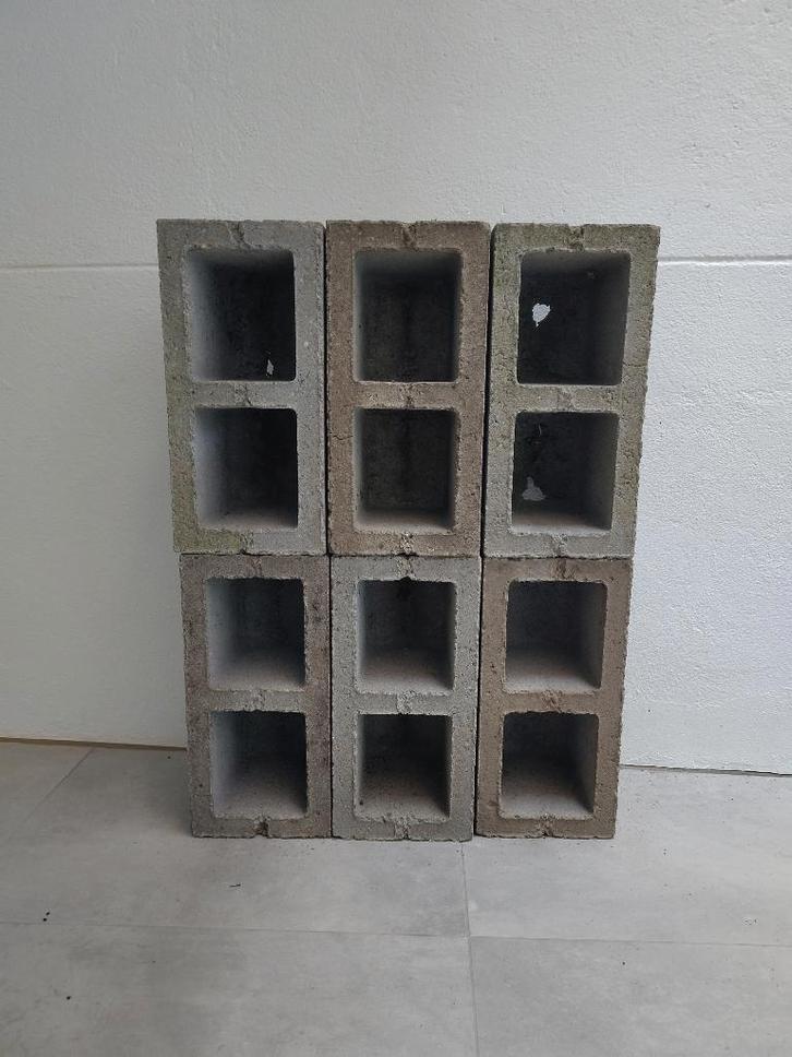 6 ongebruikte betonstenen 19x19x39 cm, Doe-het-zelf en Bouw, Metselstenen, Zo goed als nieuw, Beton, Ophalen