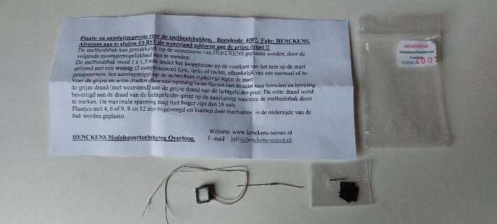 SNCB/NMBS HENCKENS SIGNAL DE VITESSE *HO N 4007- 4 DISPO, Hobby & Loisirs créatifs, Trains miniatures | HO, Neuf, Autres types