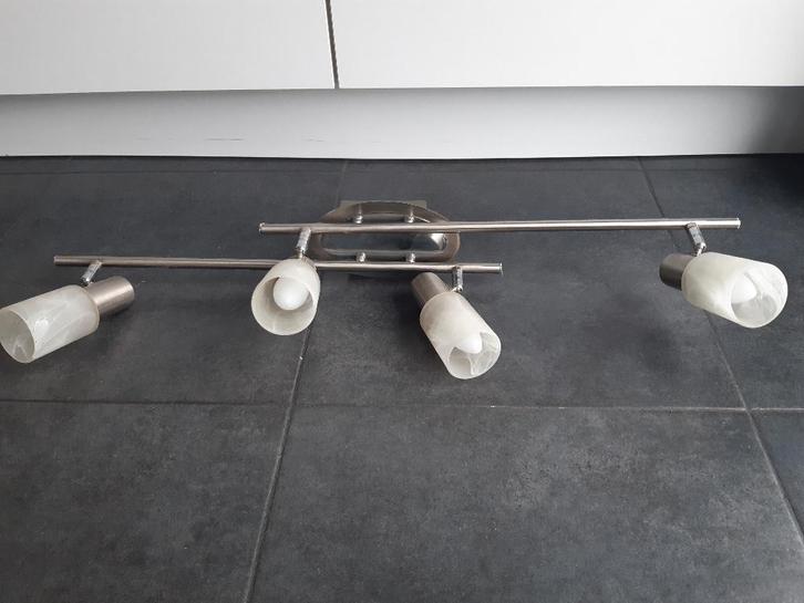 verlichtingsbalk met 4 spots, Huis en Inrichting, Lampen | Spots, Zo goed als nieuw, Plafondspot of Wandspot, Metaal of Aluminium