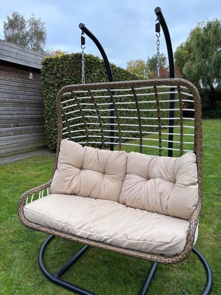 Hangstoel schommelzetel 2 personen, Tuin en Terras, Tuinsets en Loungesets, Zo goed als nieuw, 2 zitplaatsen, Ophalen