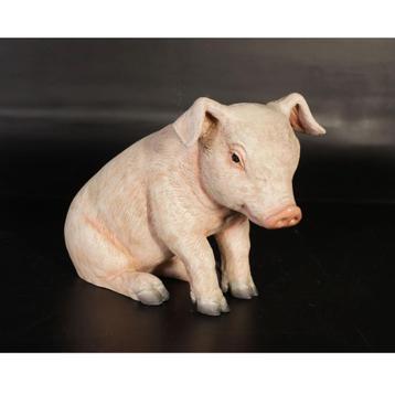 Porcinet assis - Statue de cochon - Grande longueur 38 cm