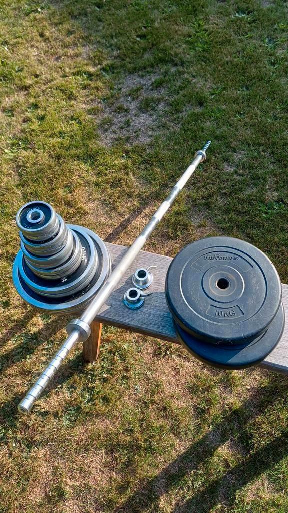 100 kg Barbell en dumbbell set, Sport en Fitness, Fitnessmaterialen, Gebruikt, Halterset, Ophalen