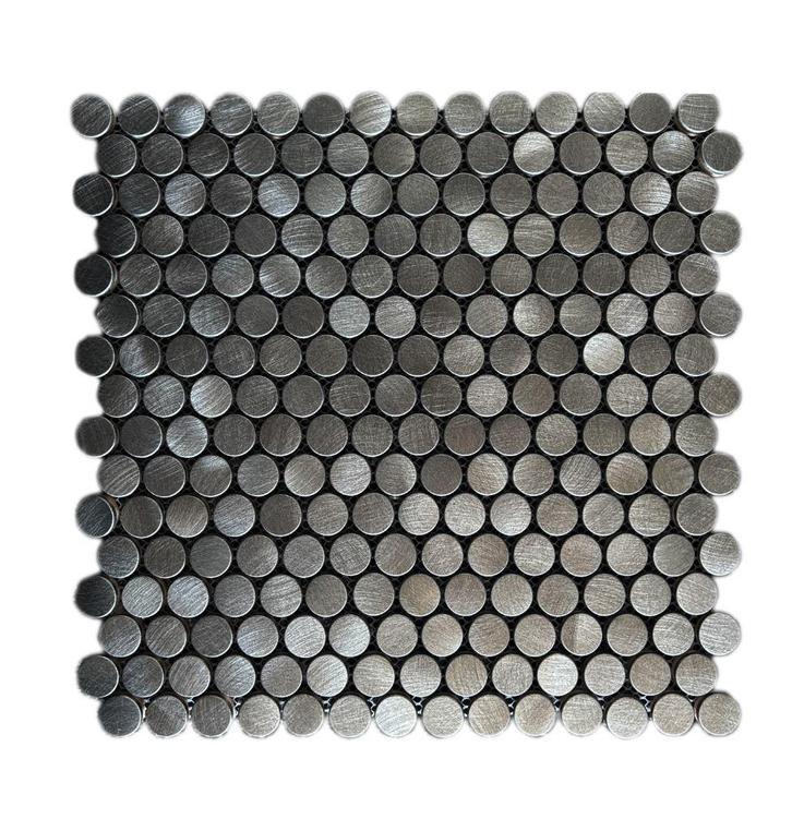 Mozaiëk Reflections Penny Round Gun Metal 19mm op matje, Doe-het-zelf en Bouw, Tegels, Nieuw, Wandtegels, Keramiek, 20 tot 40 cm