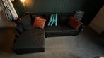 GRATIS: zwarte zetel/slaapbank Lugnvik (Ikea) met opbergrui, Huis en Inrichting, Zetels | Zetels, Gebruikt, 125 tot 150 cm, Hout