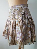 ESSENTIEL - Jolie jupe brun avec plis et fleurs - T.38, Maat 38/40 (M), Bruin, Ophalen of Verzenden, Gedragen