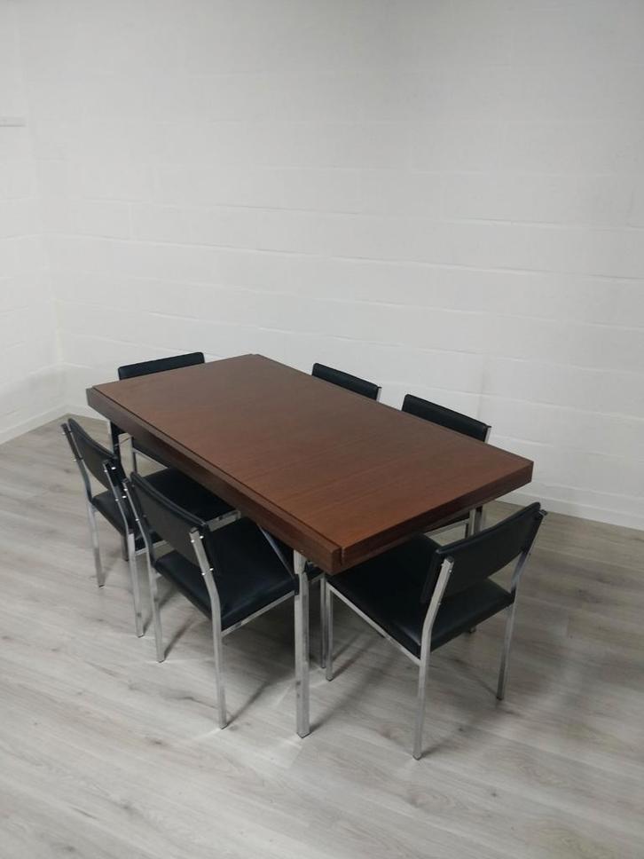 Vintage modernistische tafel + stoelen | Pieter de Bruyne, Antiek en Kunst, Antiek | Meubels | Tafels, Ophalen