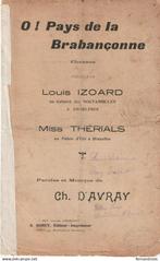 O ! PAYS DE LA BRABANCONNE LOUIS IZOARD CH. D AVRAY PARTITIO, Ophalen of Verzenden, Gebruikt, Artiest of Componist