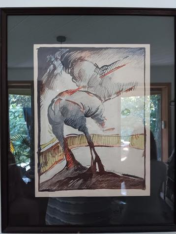 Aquarellen/ tekening van Karel Heyndricx beschikbaar voor biedingen