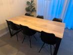 Zeer mooie eetkamertafel 90x200 met 6 zwarte stoelen, Ophalen, Zo goed als nieuw