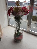 mooie grote vaas 70 cm + bloemen, Huis en Inrichting, Woonaccessoires | Vazen, Ophalen, Zo goed als nieuw, Glas, 50 tot 75 cm
