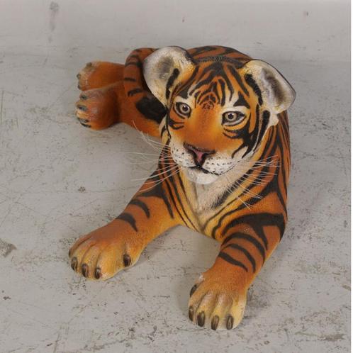Tiger Cub Lying Down – Tijger beeld Lengte 78 cm, Verzamelen, Dierenverzamelingen, Nieuw, Ophalen
