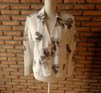 (77) -veste femme t.42 blanc cassé brune - affinités -, Kleding | Dames, Jassen | Zomer, Wit, Affinités, Maat 42/44 (L), Ophalen of Verzenden