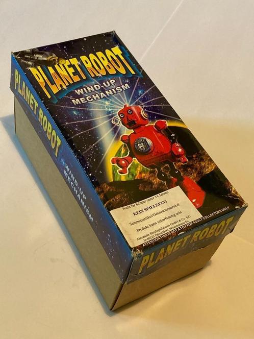 Planet Robot in plaatstaal met sleutel (opwindbaar) 23 cm +, Antiek en Kunst, Antiek | Speelgoed, Ophalen of Verzenden