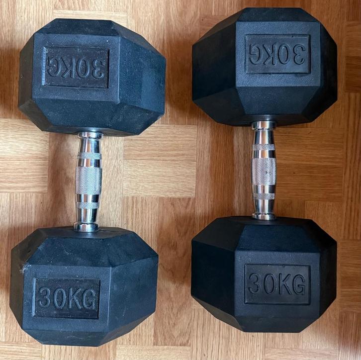 Hex Dumbells 30kg, Sport en Fitness, Fitnessmaterialen, Zo goed als nieuw, Armen, Benen, Borst, Buik, Rug, Ophalen