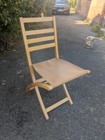 Houten inklapbare stoel met zitting in lederlook, Huis en Inrichting, Stoelen, Ophalen, Bruin, Hout, Zo goed als nieuw