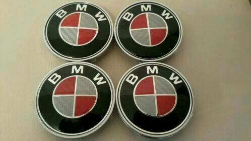 4x Bmw wit rood carbon wieldoppen Ø 68mm e60 f20 f10 f11 f30, Auto-onderdelen, Klein materiaal, BMW, Nieuw, Ophalen of Verzenden