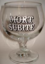 Mort Subite bierglas op voet verre de bière LOT van 4, Verzamelen, Nieuw, Overige merken, Glas of Glazen, Verzenden