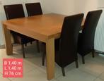 Eettafel in massief hout + 4 stoelen, Ophalen