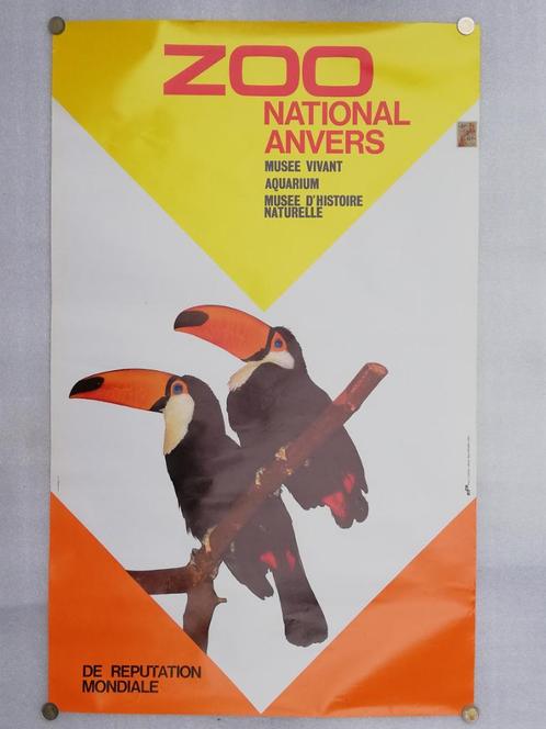 Zoo van Antwerpen - affiche met toekans - Paul Funken - 1968, Antiek en Kunst, Curiosa en Brocante, Ophalen of Verzenden