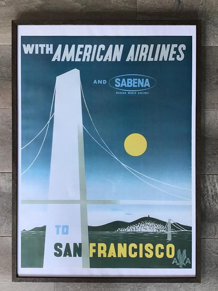 Iconische originele Sabena affiche/ poster, Verzamelen, Sabenasouvenirs, Zo goed als nieuw, Ophalen of Verzenden