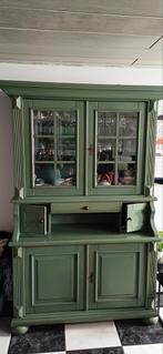 Eiken kast groen gepatineerd, Antiek en Kunst, Ophalen
