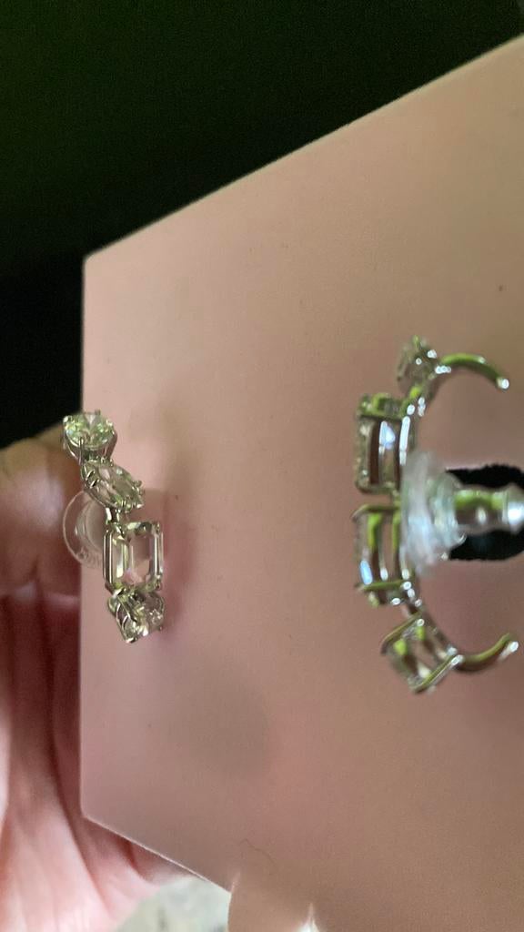 Swarovski boucles d oreille lobes argentées, Neuf, Argent, Argent