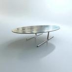 Vintage XL glazen coffee table /salontafel met chromen frame, Antiek en Kunst, Ophalen of Verzenden