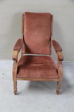 Antieke roze fluwelen fauteuil, Gebruikt, Hout, Ophalen