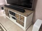 landelijk TV-meubel, crèmewit-bruin gepatineerd, Huis en Inrichting, Kasten |Televisiemeubels, Ophalen, 100 tot 150 cm, Grenenhout
