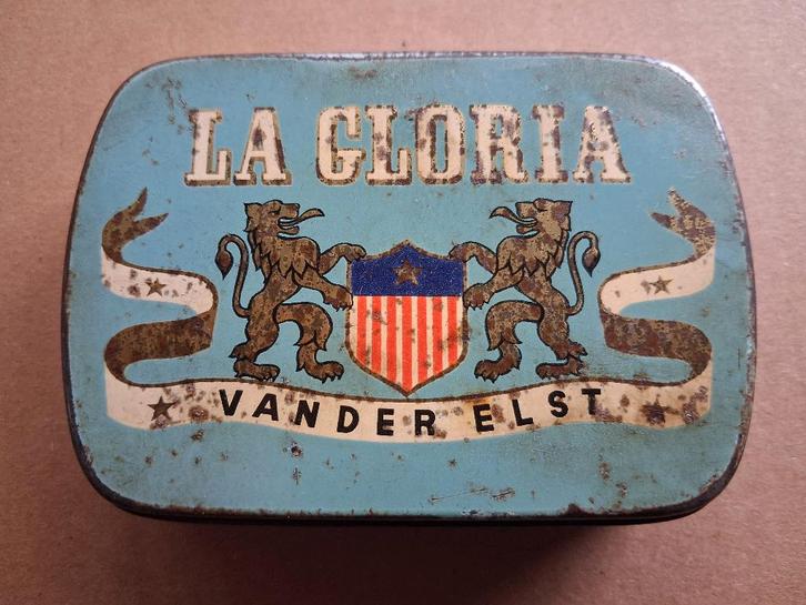 oude tabaksdoos VANDER ELST LA GLORIA.., Verzamelen, Merken en Reclamevoorwerpen, Gebruikt, Reclamebord, Ophalen of Verzenden