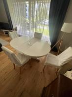 Table ovale bois + rallonge + 4 chaises bois, Maison & Meubles, Comme neuf