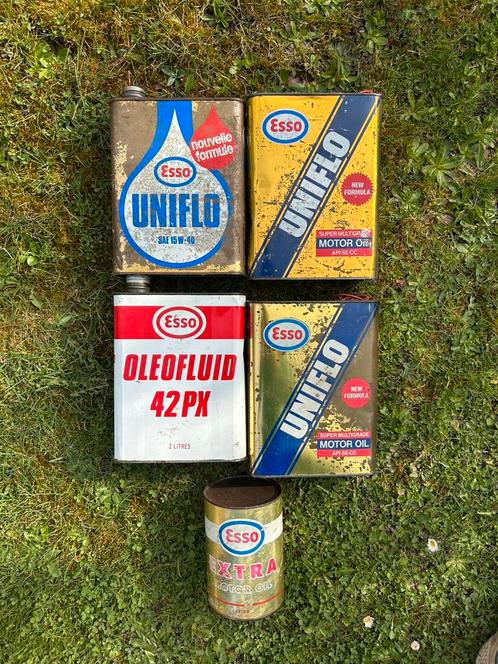 Lot de 5 bidons d’huile olieblik olie blik olieblikken Esso, Verzamelen, Merken en Reclamevoorwerpen, Ophalen of Verzenden