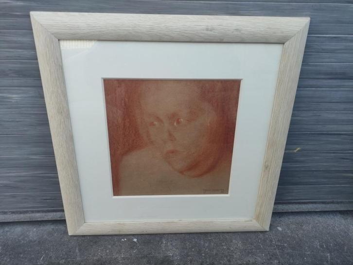dessin sanguine signe frans depooter 1922, Antiek en Kunst, Kunst | Tekeningen en Fotografie, Ophalen of Verzenden