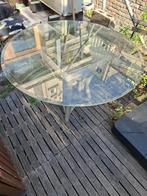 GRATIS glazen (tuin)tafel, Tuin en Terras, Tuintafels, Ophalen, Gebruikt, Rond, Overige materialen