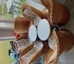 Rieten salon beige + 4 kussentje, Huis en Inrichting, Ophalen, Gebruikt, Rond, Riet