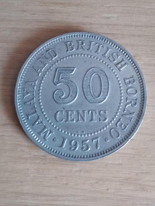 MALAYA & BRITS BORNEO 50 Cents 1957 KN - gereserv. GVDijck, Postzegels en Munten, Munten | Azië, Losse munt, Zuidoost-Azië, Ophalen of Verzenden