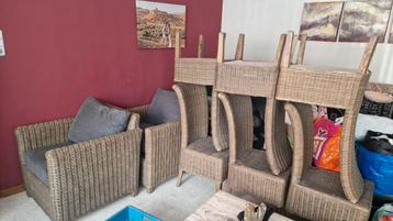 6 landelijke stoelen en 2 zeteltjes  beschikbaar voor biedingen